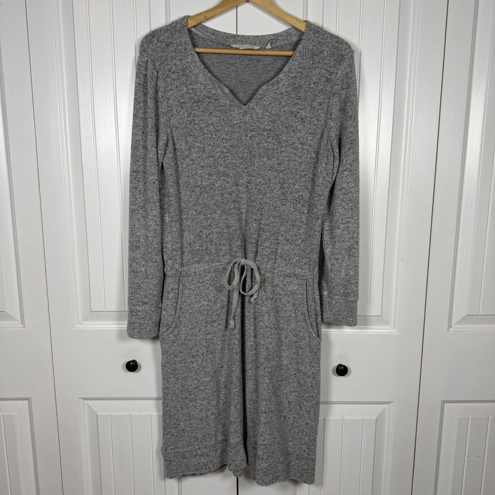 Soft‎ Surroundings Womens Size Small Gray Plush Fleece Lounge Dress Drawstring
